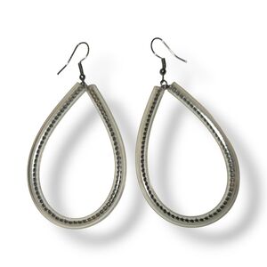 Silver Chain Inside Clear Tubing Teardrop Earrings Vibtahge